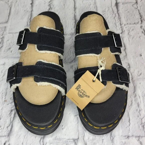 Dr. Martens Myles Faux Fur Platform Sandals Men's Sz 14 DOC MARTEN Suede - Picture 5 of 12